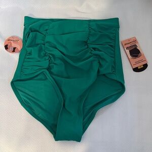 Shapermint‎ Essentials High Waisted Control Bikini Bottom Green Small 81068 NEW